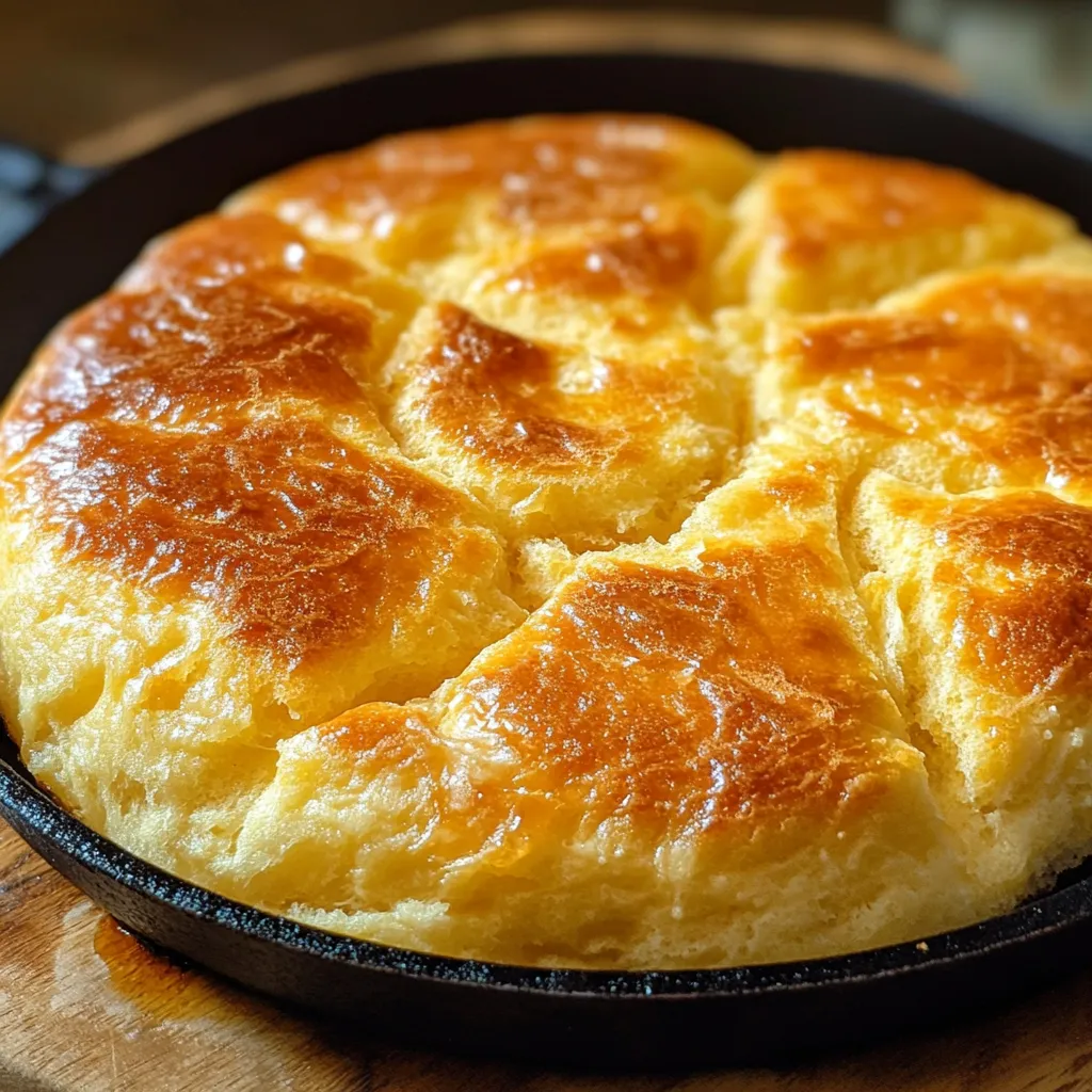 Pan de maicena esponjoso y dorado cocinado en sartén