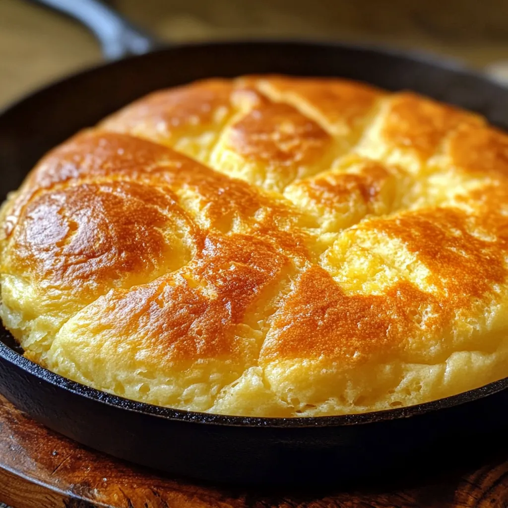 Pan de maicena esponjoso y dorado cocinado en sartén