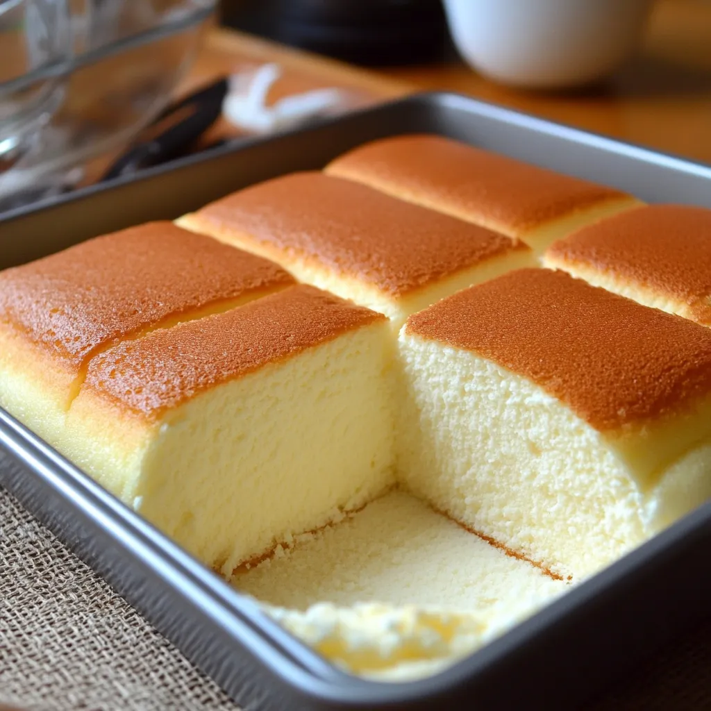 Pastel de Algodón recién horneado con textura esponjosa y dorada.