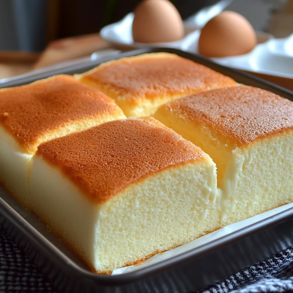 Pastel de Algodón recién horneado con textura esponjosa y dorada.