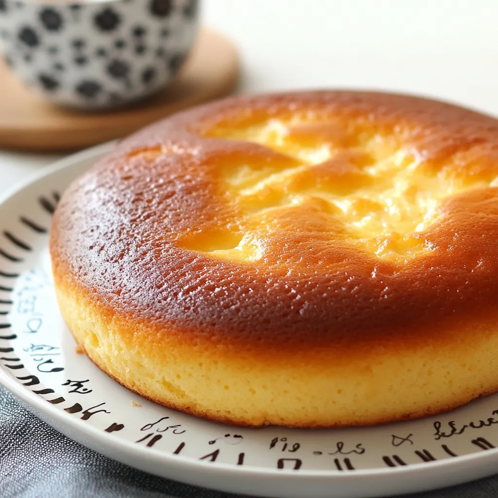 Pastel de yogur casero recién horneado con textura esponjosa y dorada