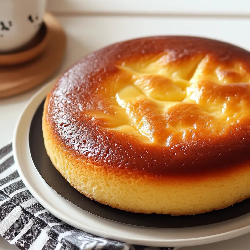 Pastel de yogur casero recién horneado con textura esponjosa y dorada