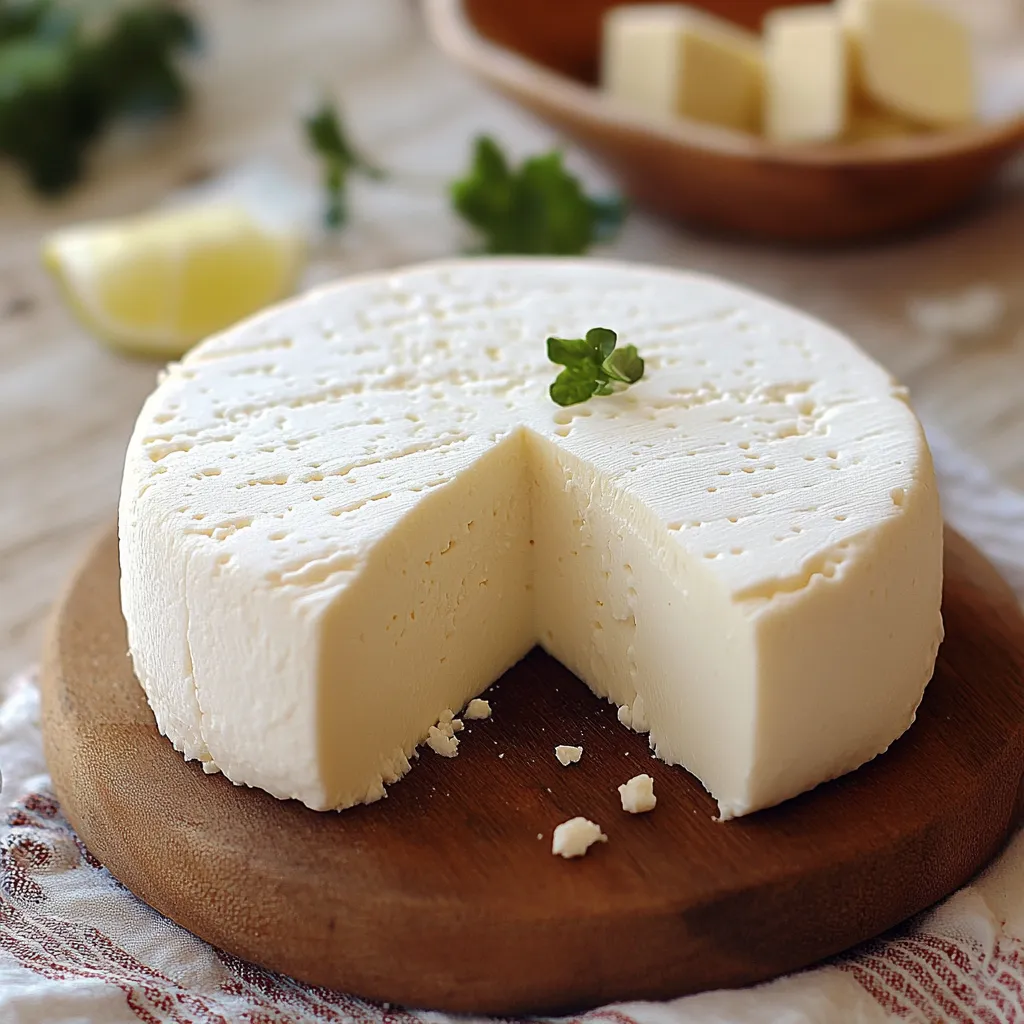 Queso fresco casero servido en un plato rústico.