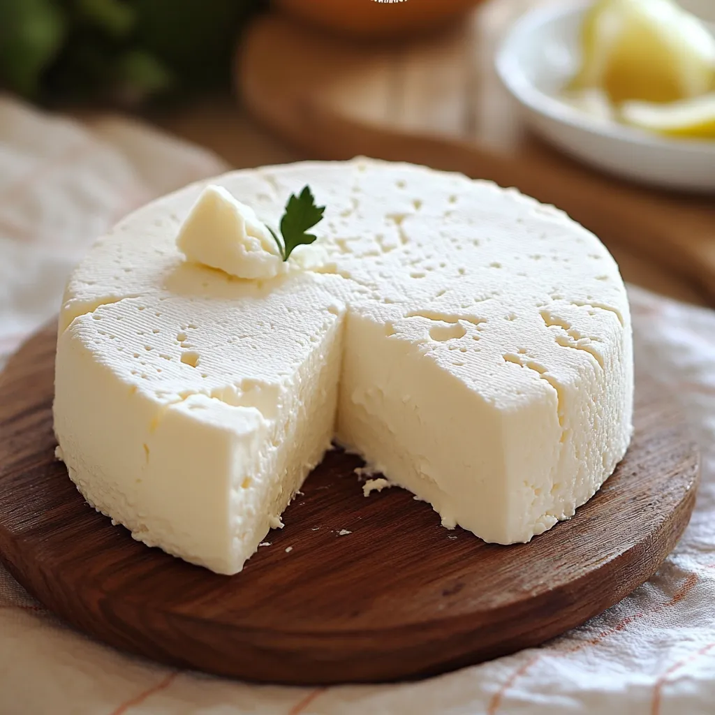Queso fresco casero servido en un plato rústico.