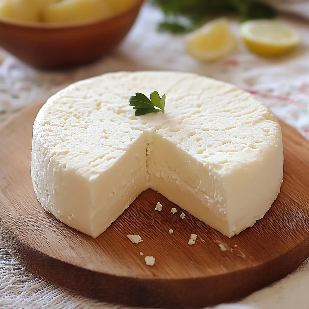 Queso fresco casero servido en un plato rústico.