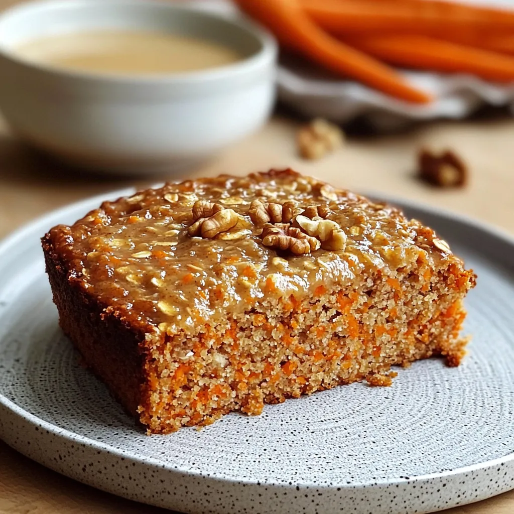 Torta de avena y zanahorias recién horneada sobre una tabla de madera