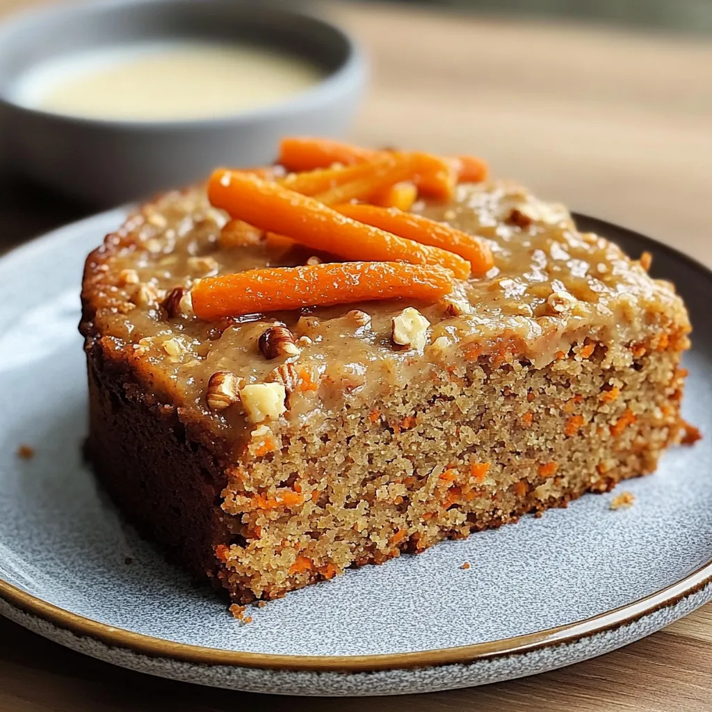 Torta de avena y zanahorias recién horneada sobre una tabla de madera