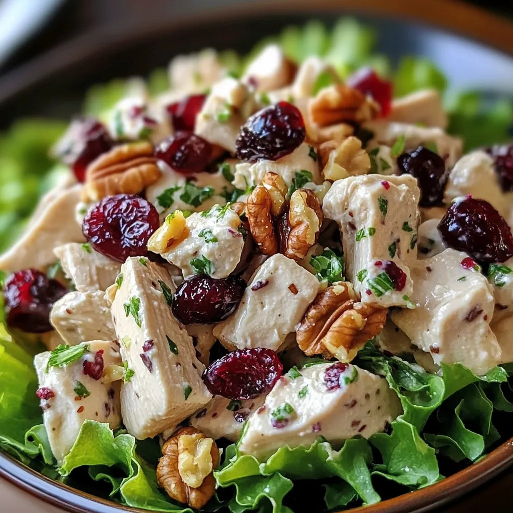 ensalada de pollo con arándanos rojos y nueces