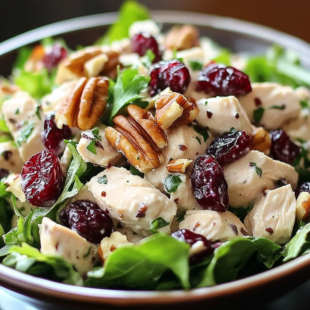 ensalada de pollo con arándanos rojos y nueces