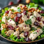 ensalada de pollo con arándanos rojos y nueces