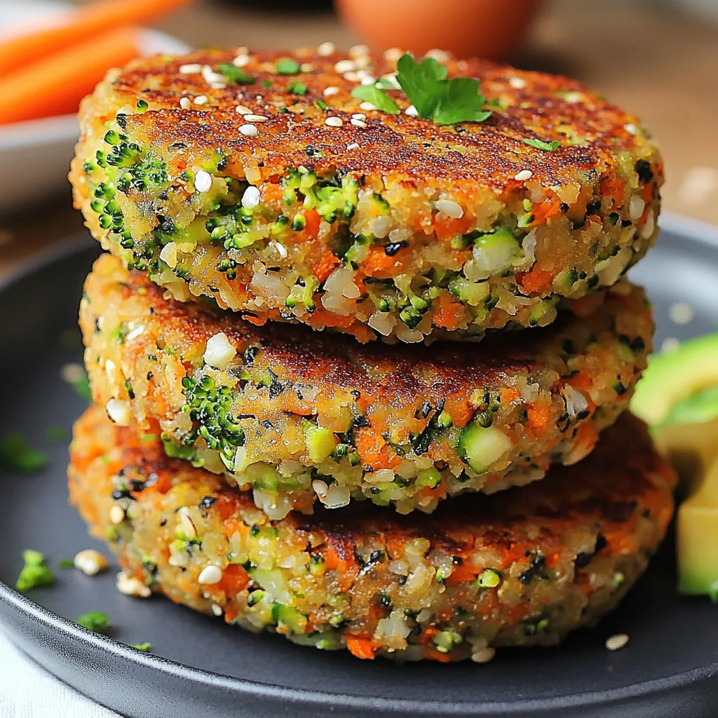 Hamburguesas de verduras caseras doradas en sartén, servidas con ensalada fresca.