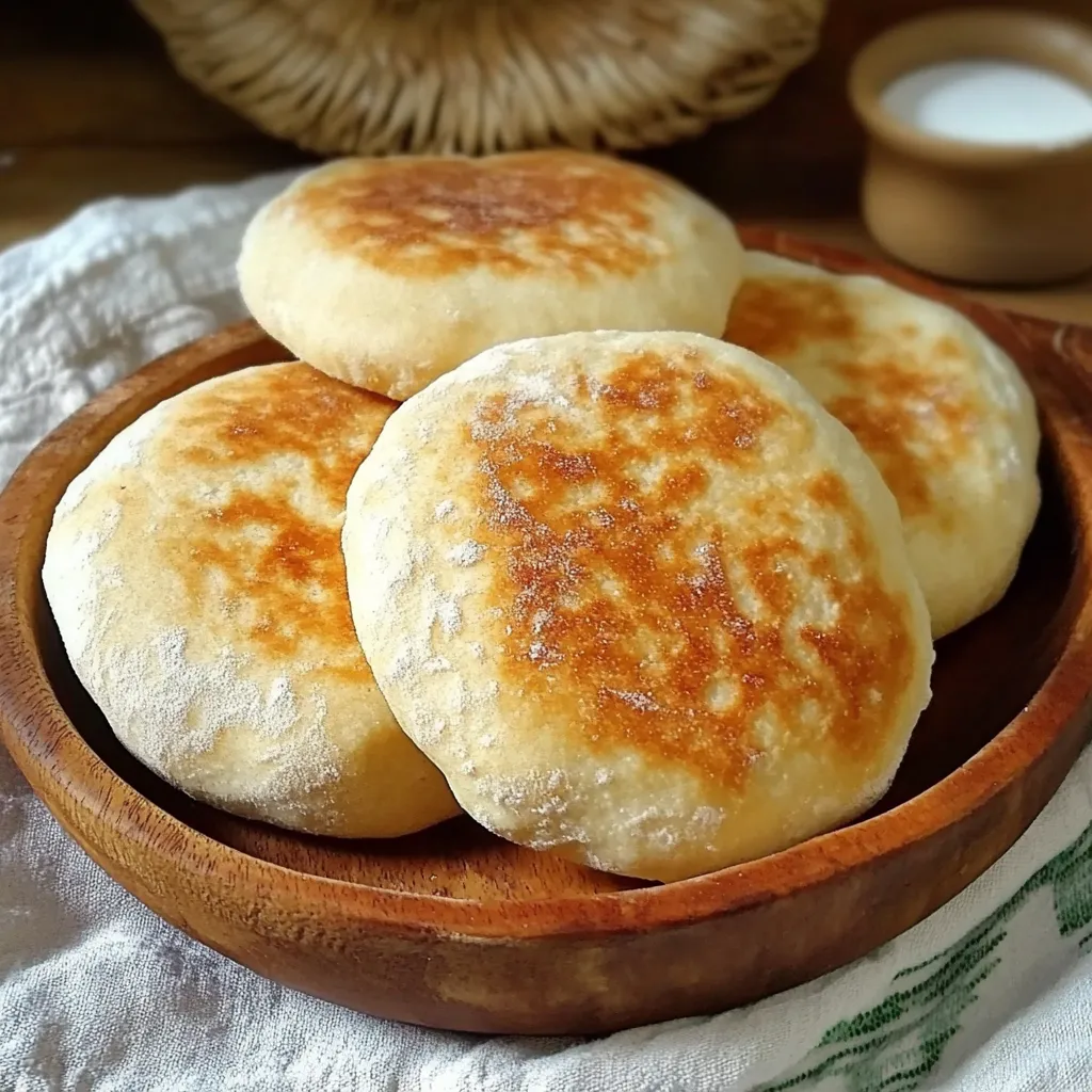 Pan casero cocinado en sartén, dorado y listo para servir sin necesidad de horno.
