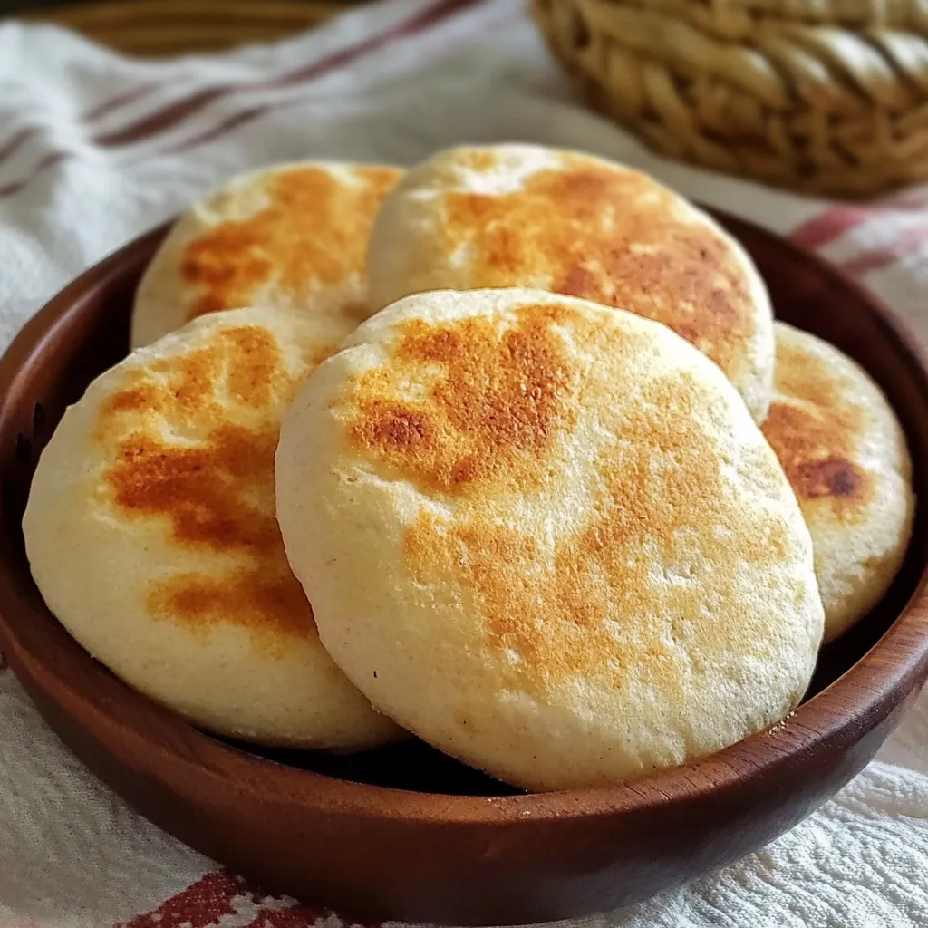 Pan casero cocinado en sartén, dorado y listo para servir sin necesidad de horno.