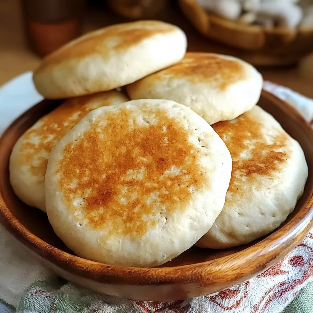 Pan casero cocinado en sartén, dorado y listo para servir sin necesidad de horno.