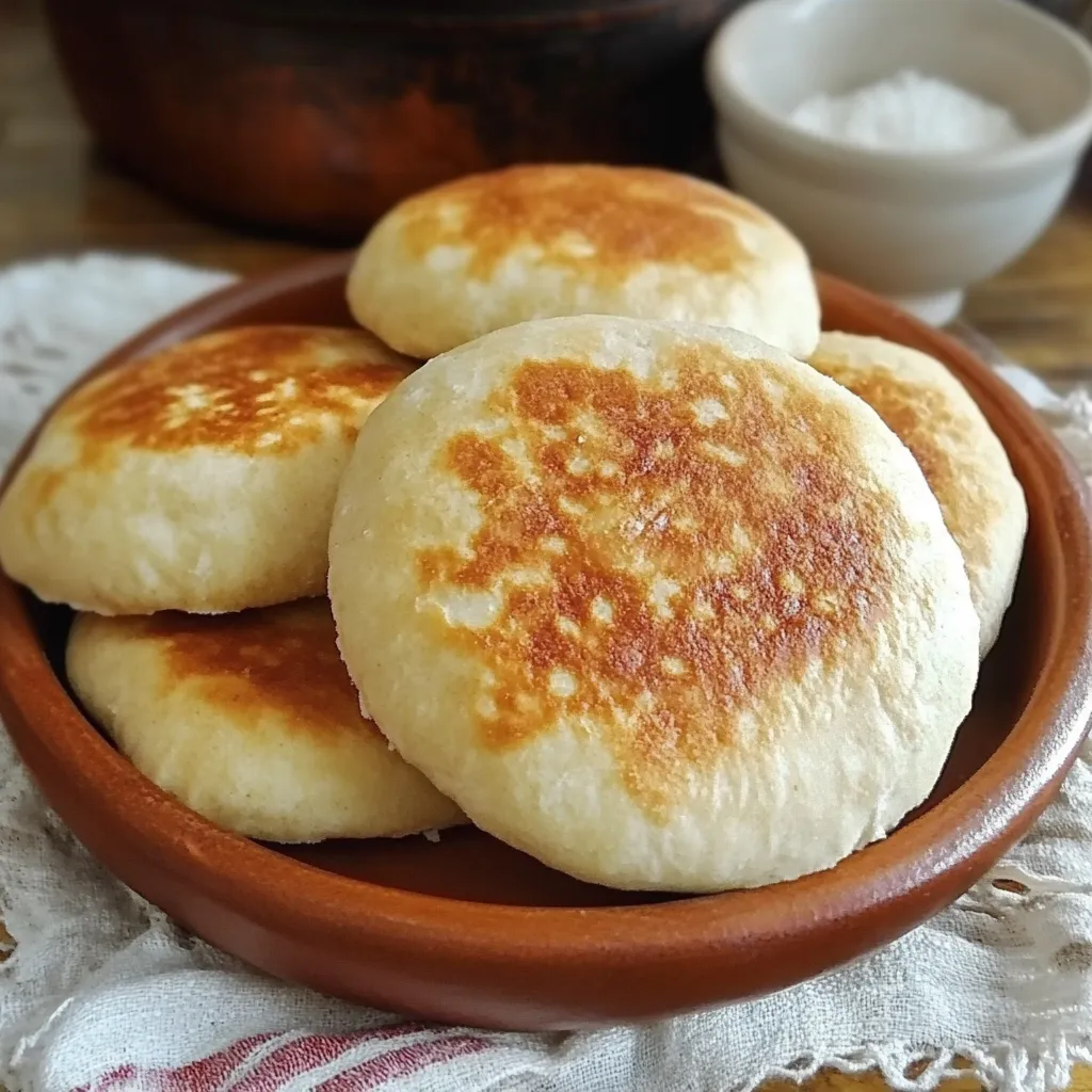 Pan casero cocinado en sartén, dorado y listo para servir sin necesidad de horno.
