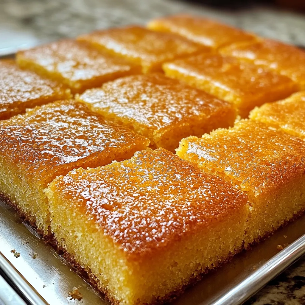 Pan de maíz casero dorado y esponjoso servido sobre una tabla de madera