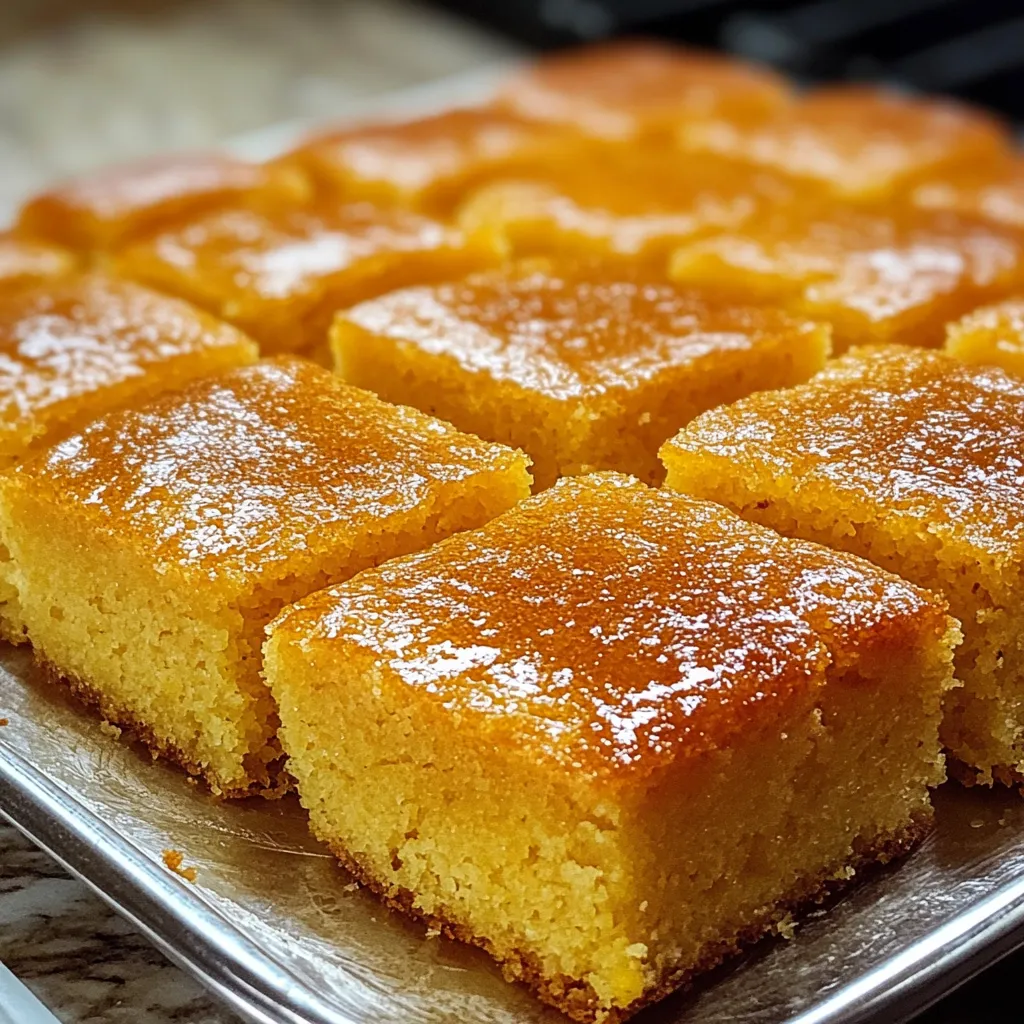 Pan de maíz casero dorado y esponjoso servido sobre una tabla de madera