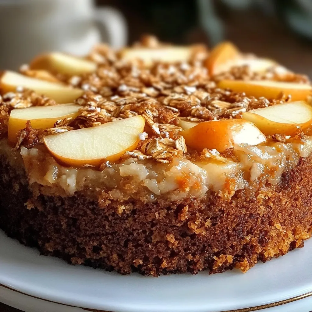 Pastel de avena, manzana y zanahoria recién horneado en molde casero