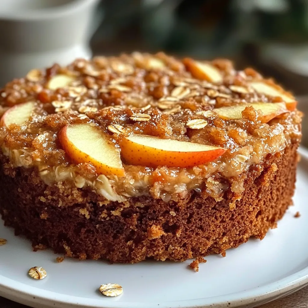 Pastel de avena, manzana y zanahoria recién horneado en molde casero