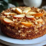 Pastel de avena, manzana y zanahoria recién horneado en molde casero