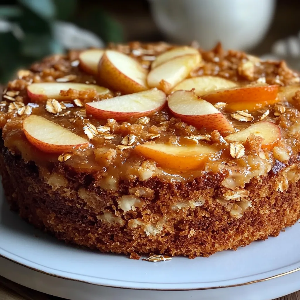 Pastel de avena, manzana y zanahoria recién horneado en molde casero