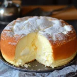Pastel de yogur ligeramente húmedo recién horneado, sobre rejilla de enfriado