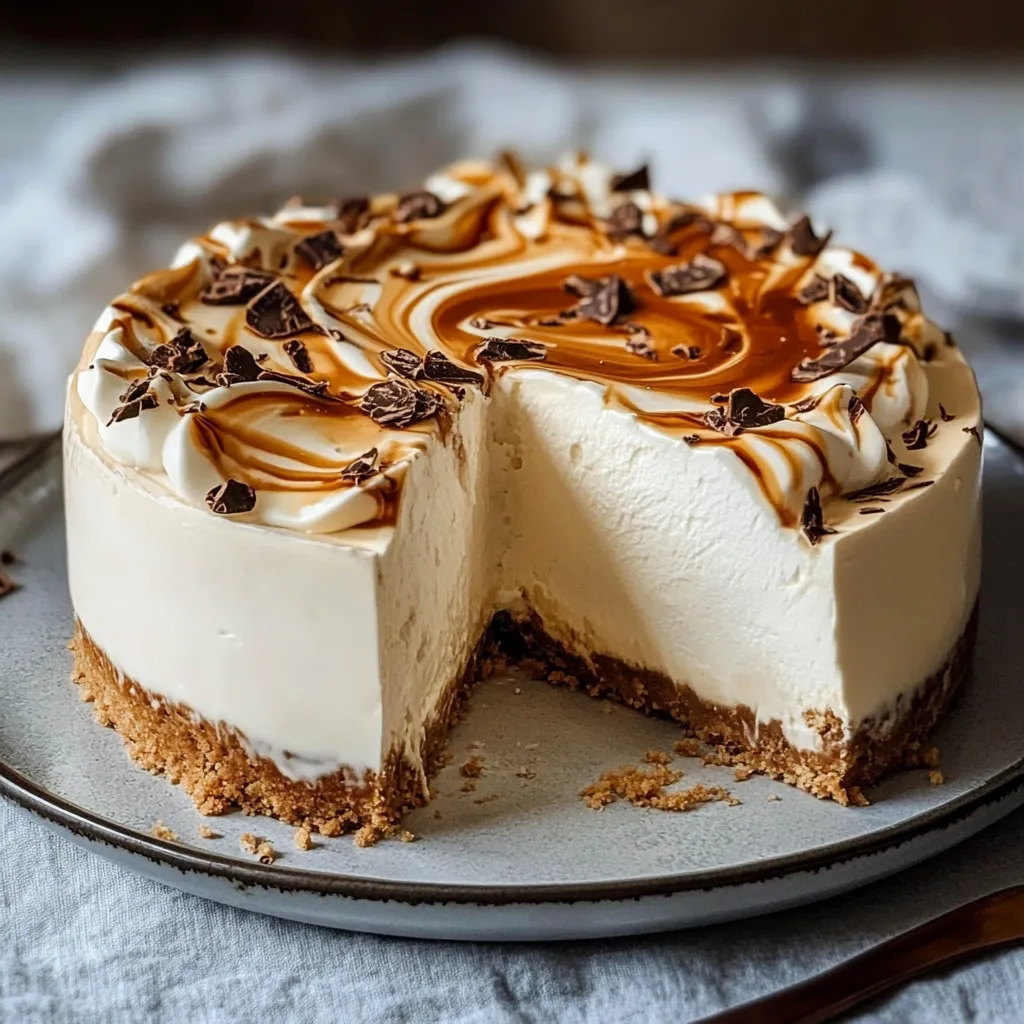 Tarta cremosa de café sin horno servida en un plato blanco con virutas de chocolate por encima
