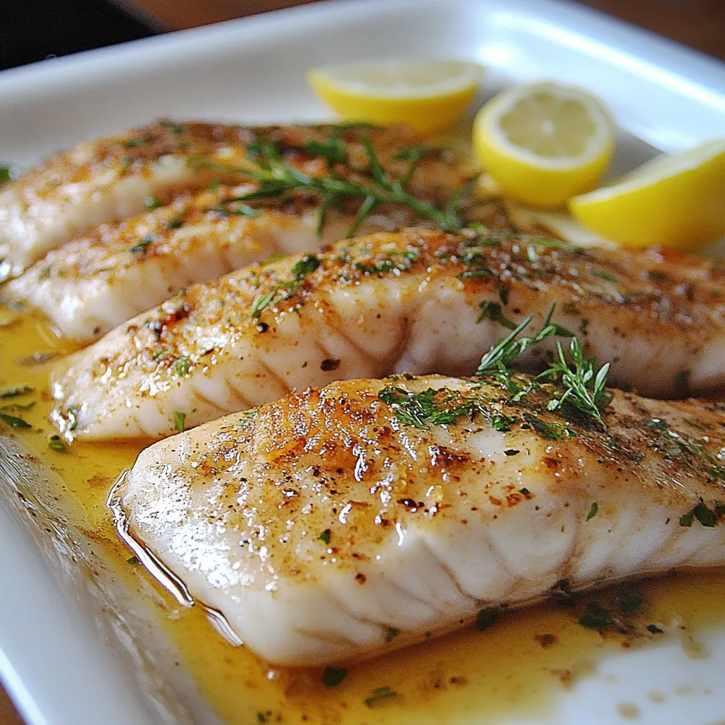 Filetes de pescado sazonados con ajo, limón y hierbas listos para cocinar