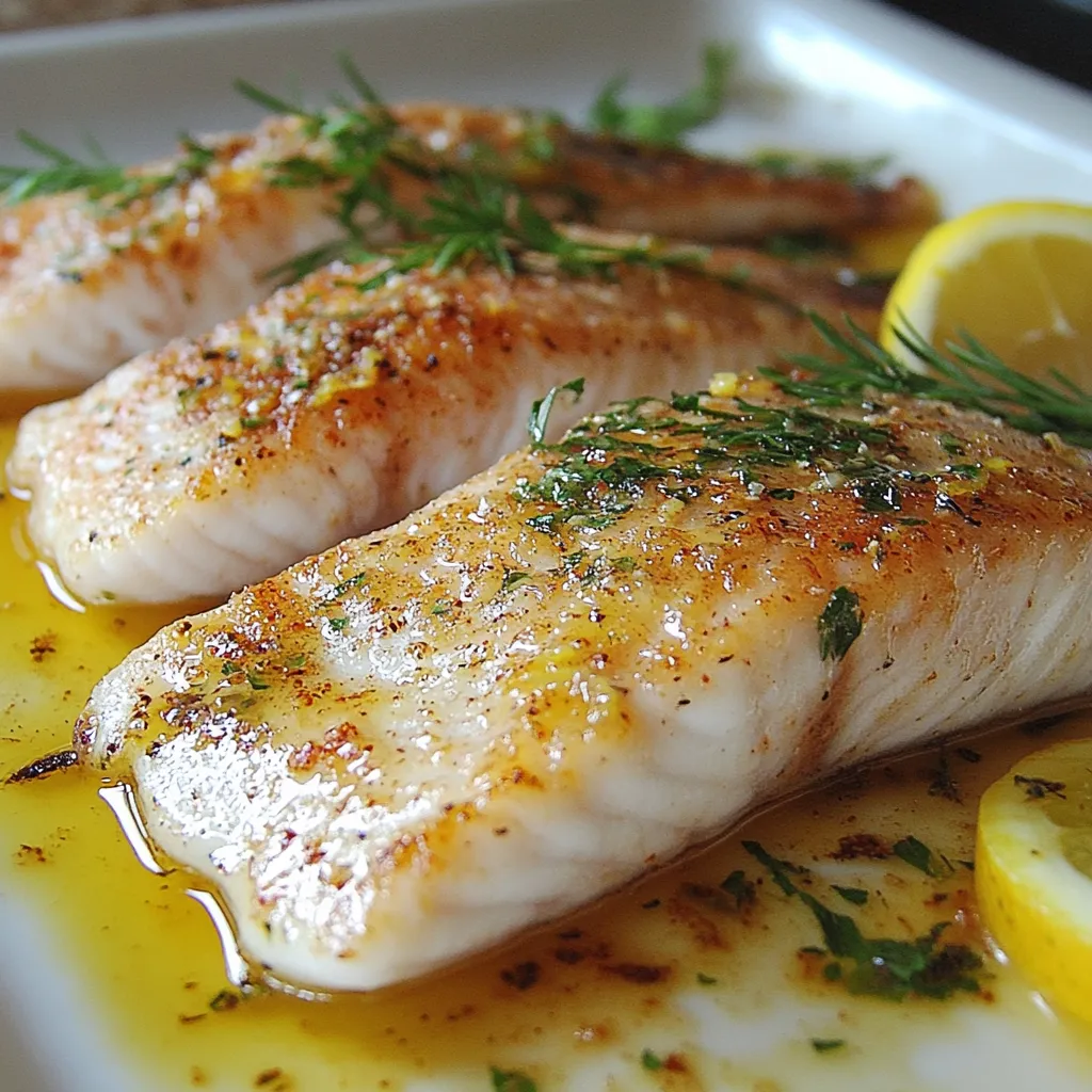 Filetes de pescado sazonados con ajo, limón y hierbas listos para cocinar