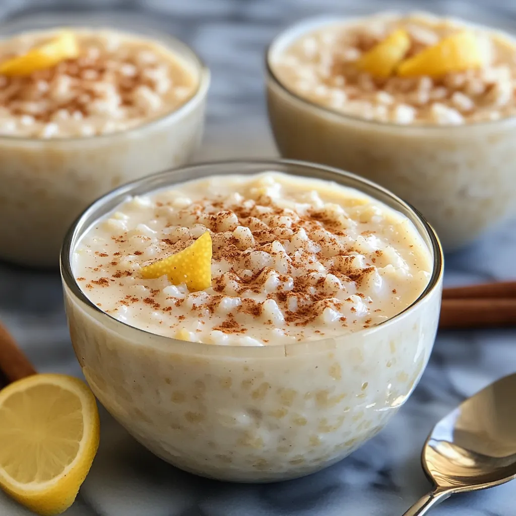 Arroz con leche cremoso servido en un cuenco con canela espolvoreada