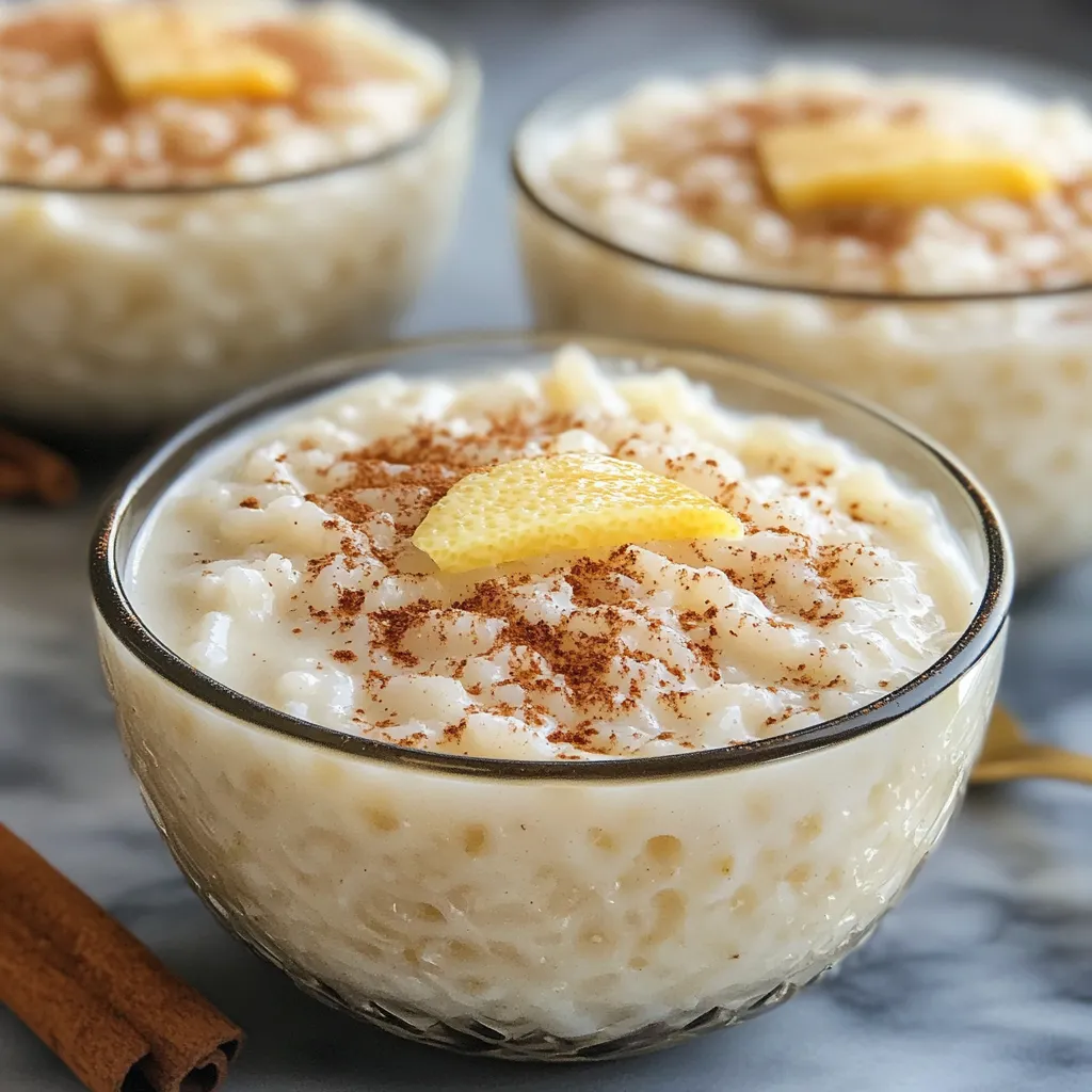 Arroz con leche cremoso servido en un cuenco con canela espolvoreada