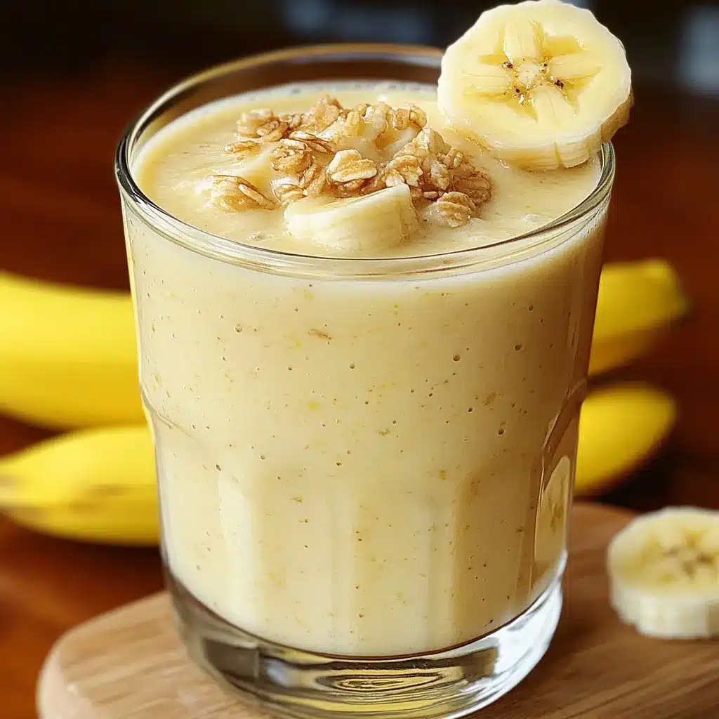 Batido de piña y banana servido en vaso alto con decoración de menta fresca