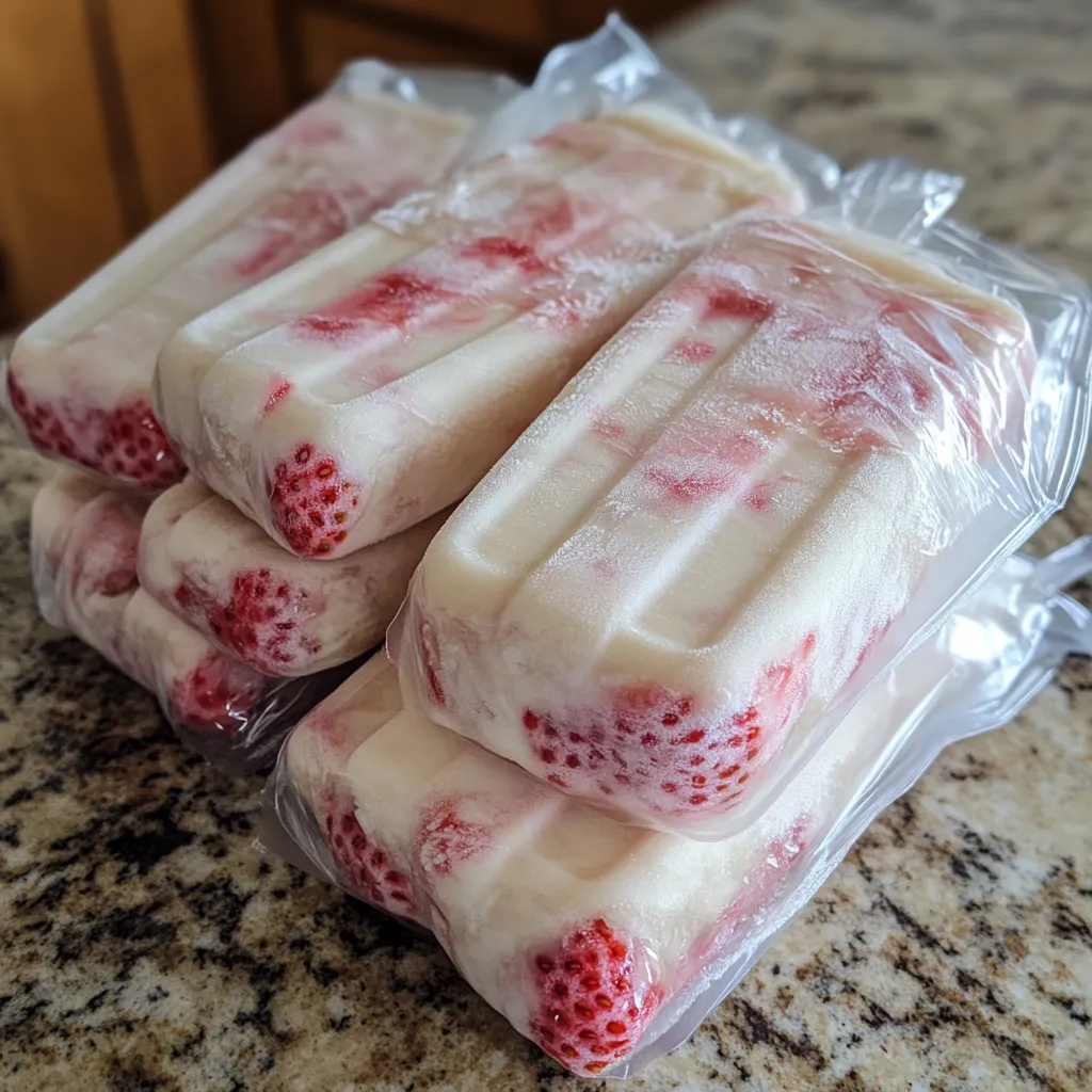 Bolis gourmet de fresas con crema congelados en bolsitas listas para servir