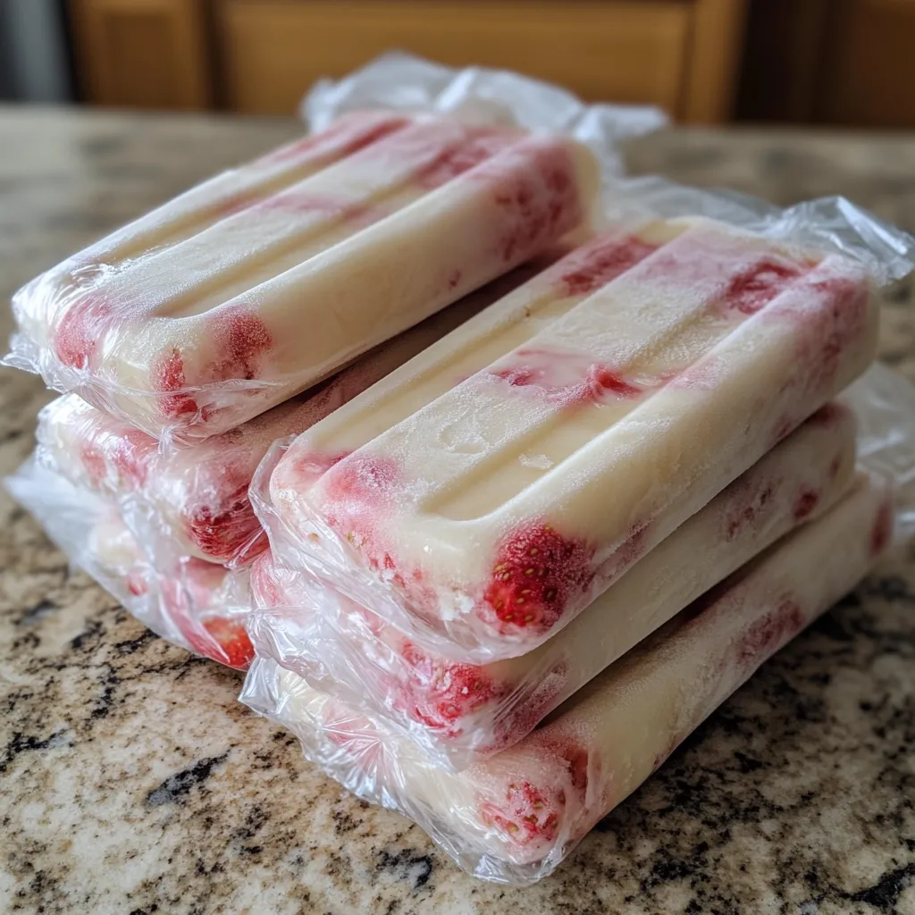 Bolis gourmet de fresas con crema congelados en bolsitas listas para servir