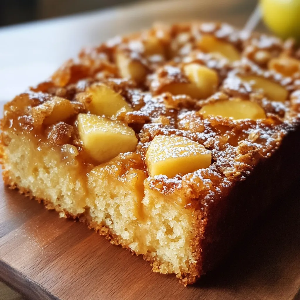 Budín de manzana y avena recién horneado sobre una rejilla