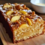 Budín de manzana y avena recién horneado sobre una rejilla