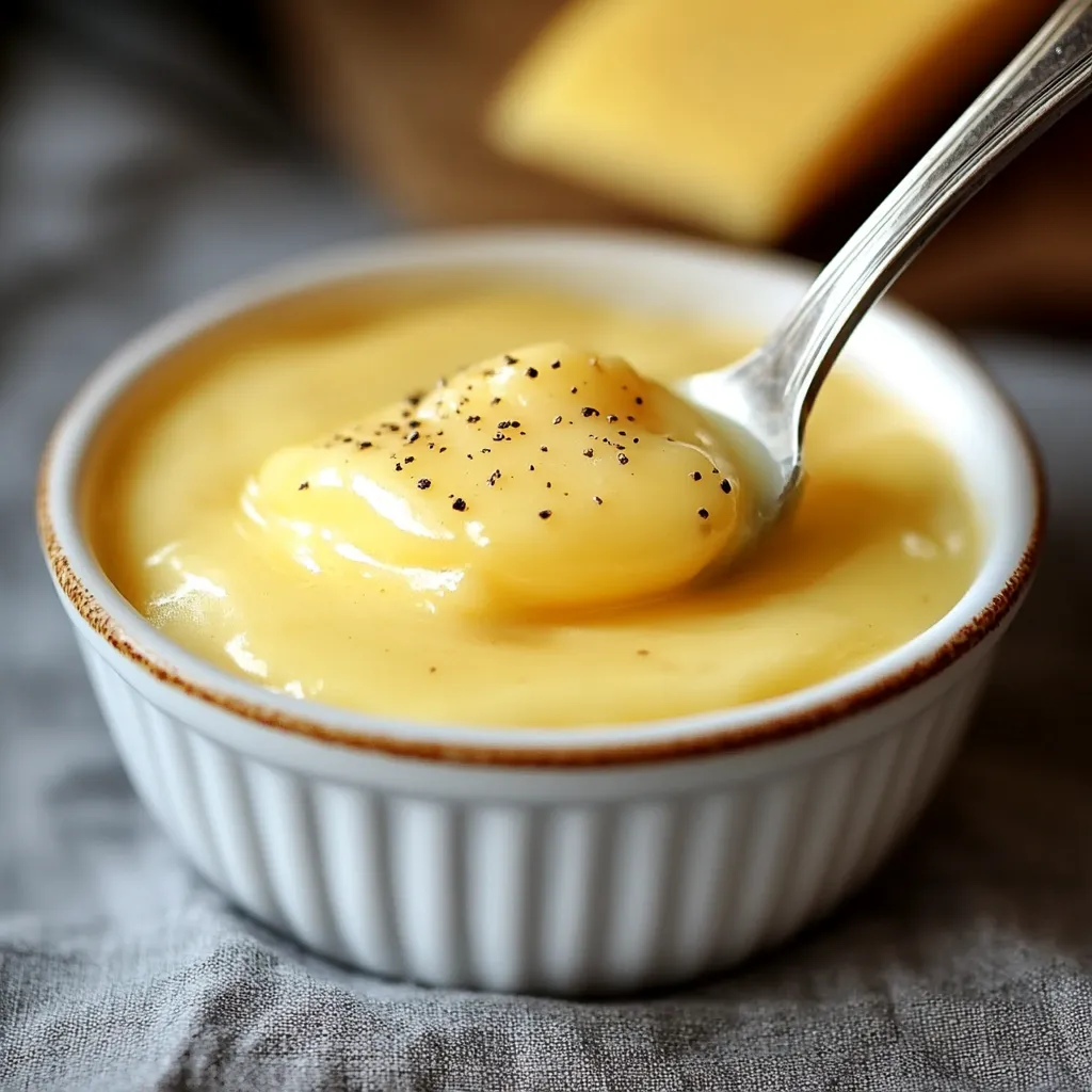 Crema pastelera casera recién hecha con textura suave y color dorado, en cuenco de cerámica.