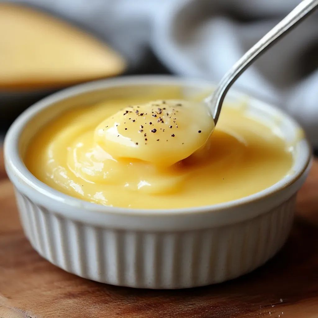 Crema pastelera casera recién hecha con textura suave y color dorado, en cuenco de cerámica.