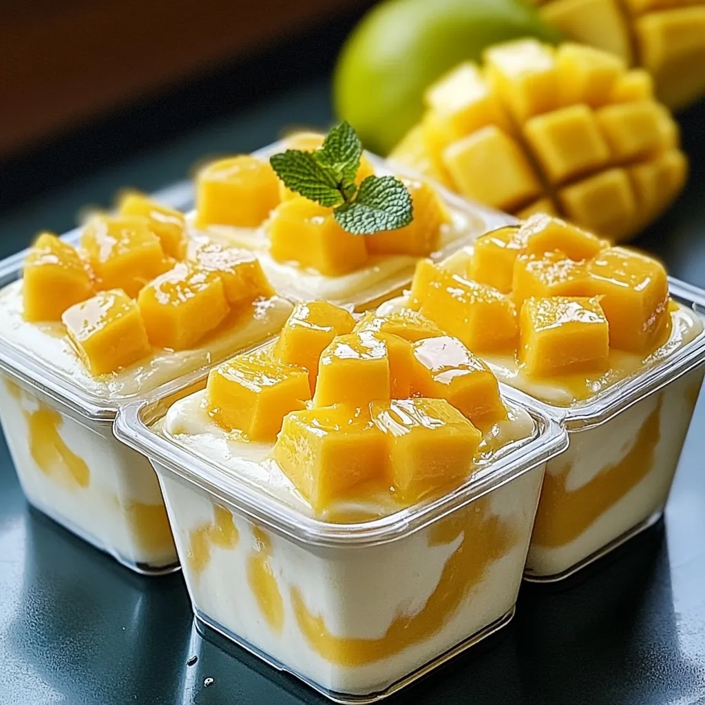 Carlota de mango casera en capas con galletas María y crema de mango en molde de vidrio