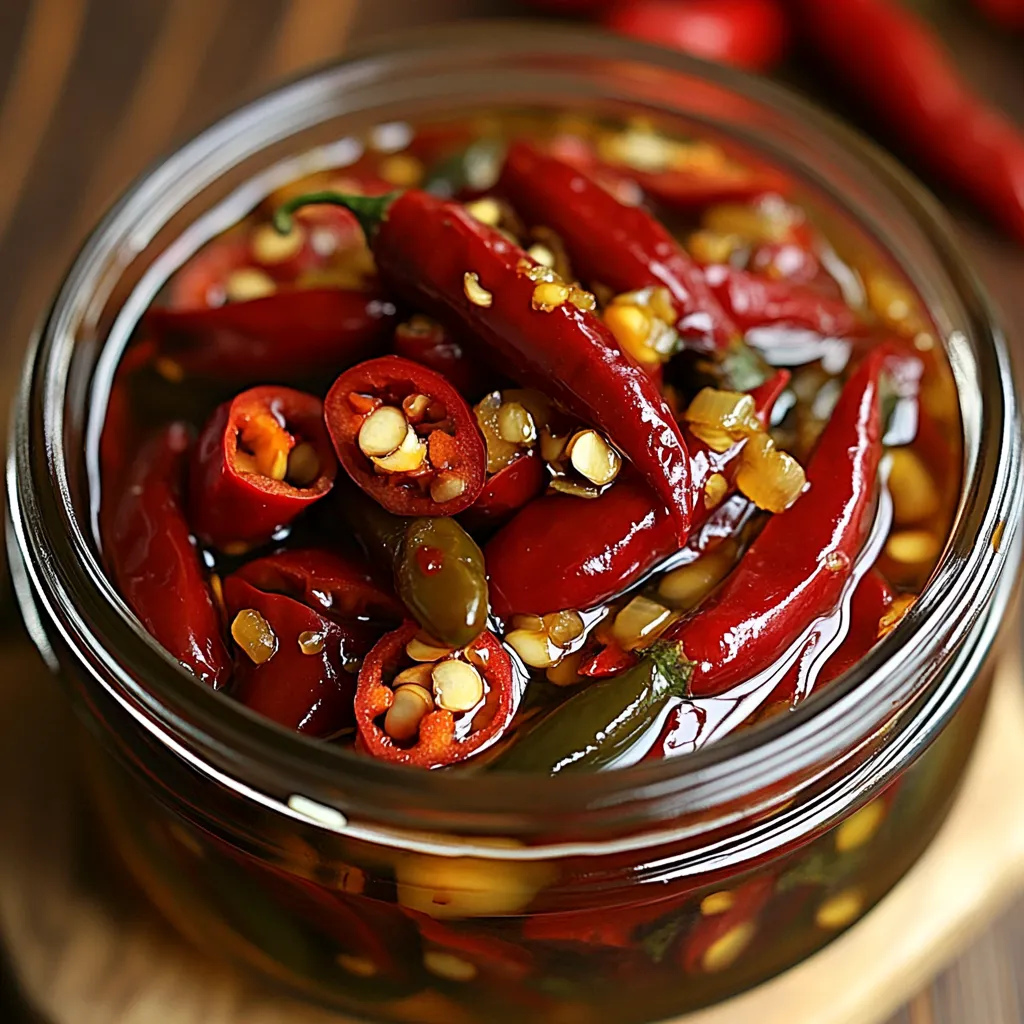 Frasco de chiles jalapeños en vinagre con zanahorias, cebolla y especias.