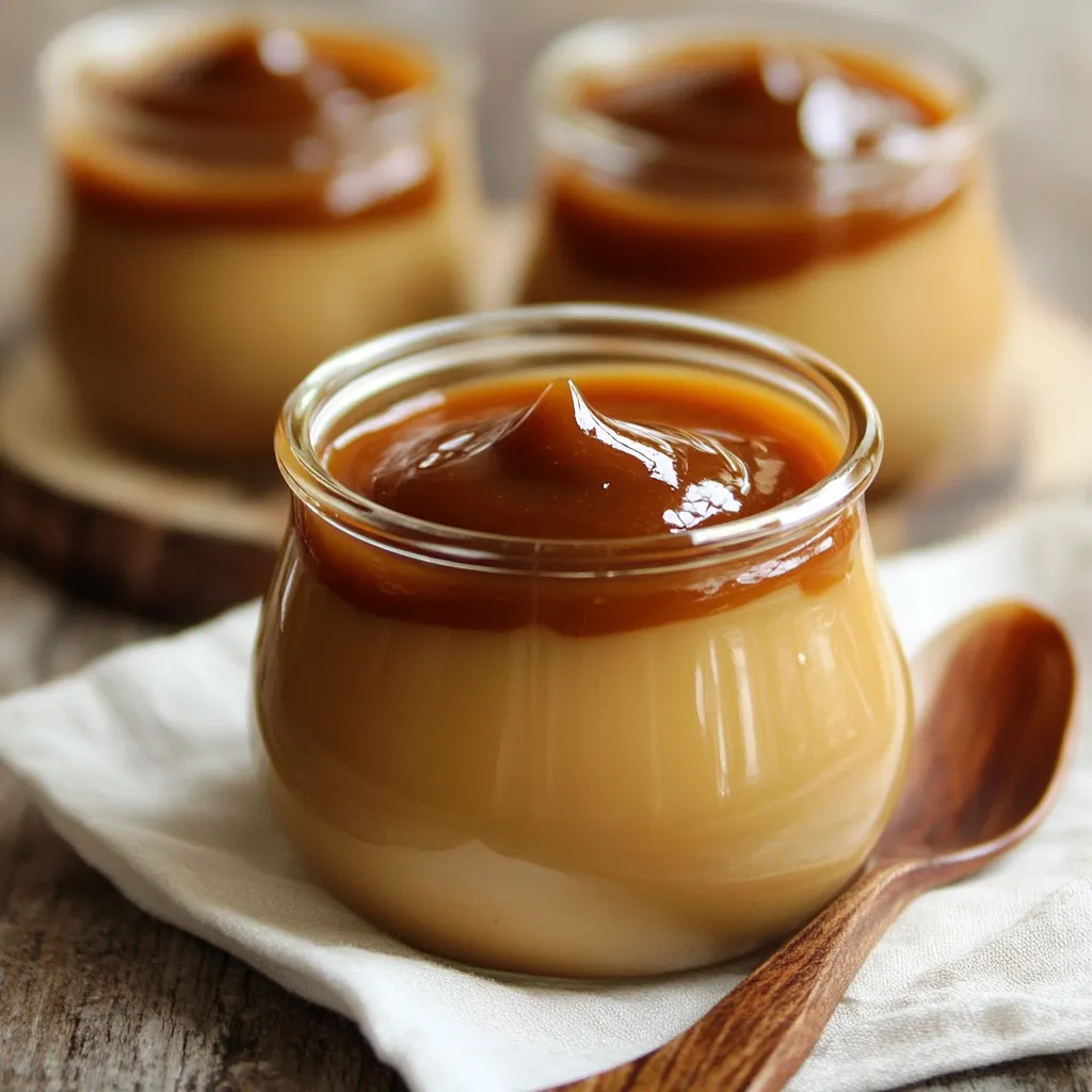 Dulce de leche casero en frasco de vidrio con textura cremosa y color dorado