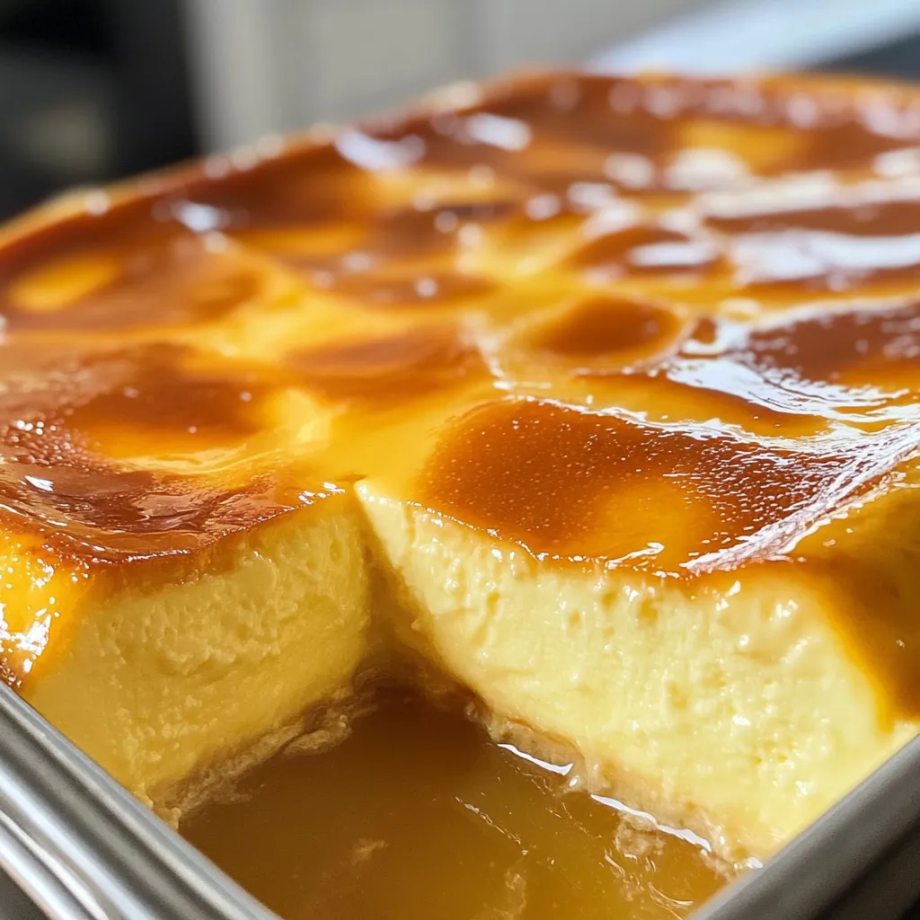 Flan Napolitano Rico Rico servido sobre plato blanco con caramelo brillante
