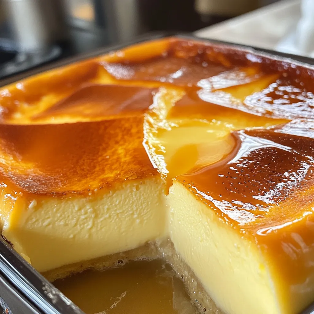 Flan Napolitano Rico Rico servido sobre plato blanco con caramelo brillante