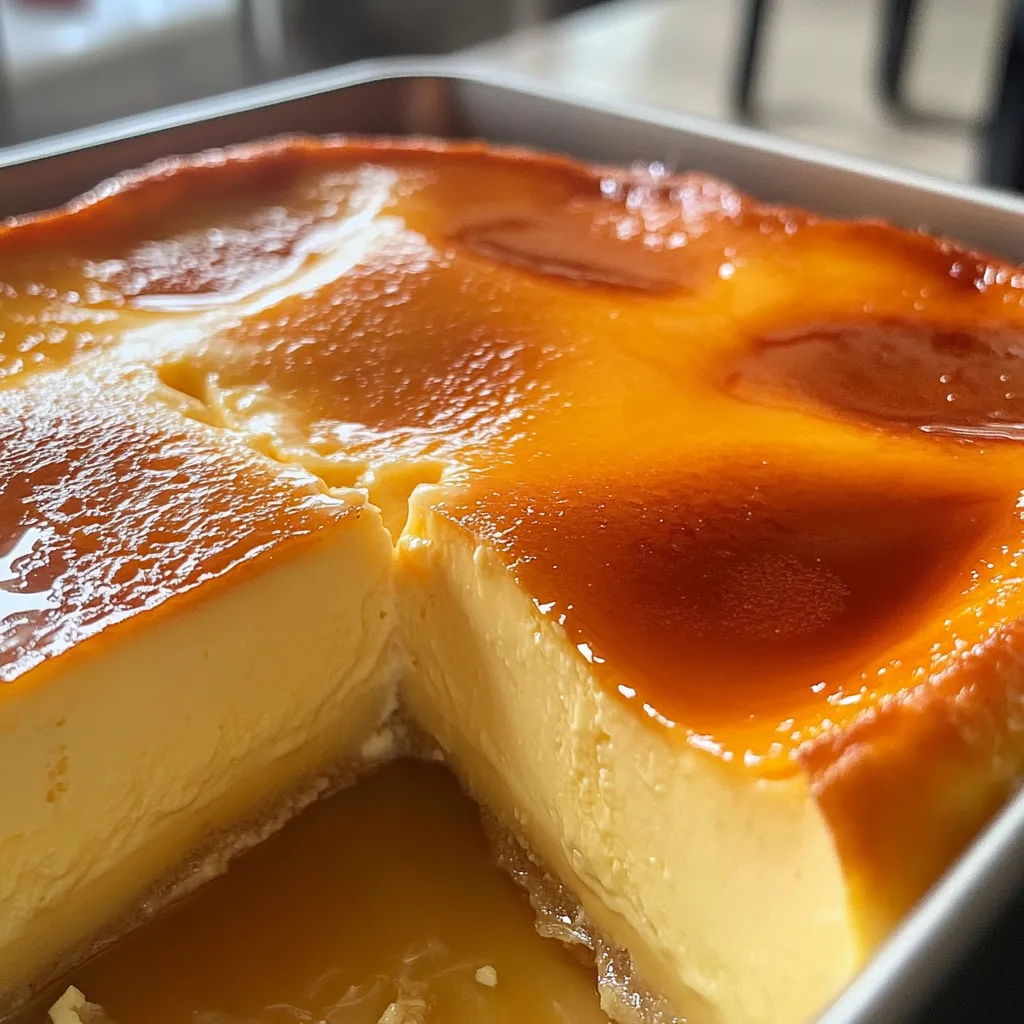 Flan Napolitano Rico Rico servido sobre plato blanco con caramelo brillante