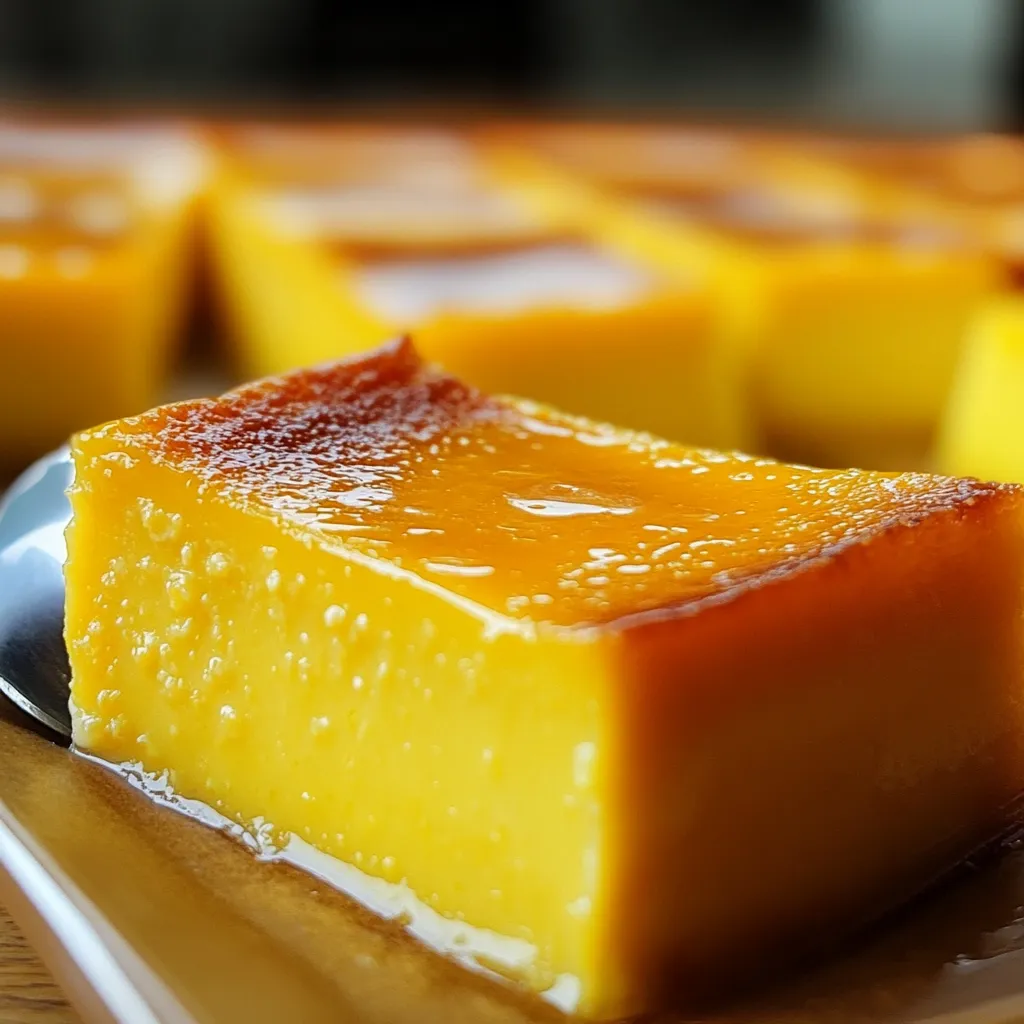 Flan de maicena casero servido en plato blanco con caramelo líquido