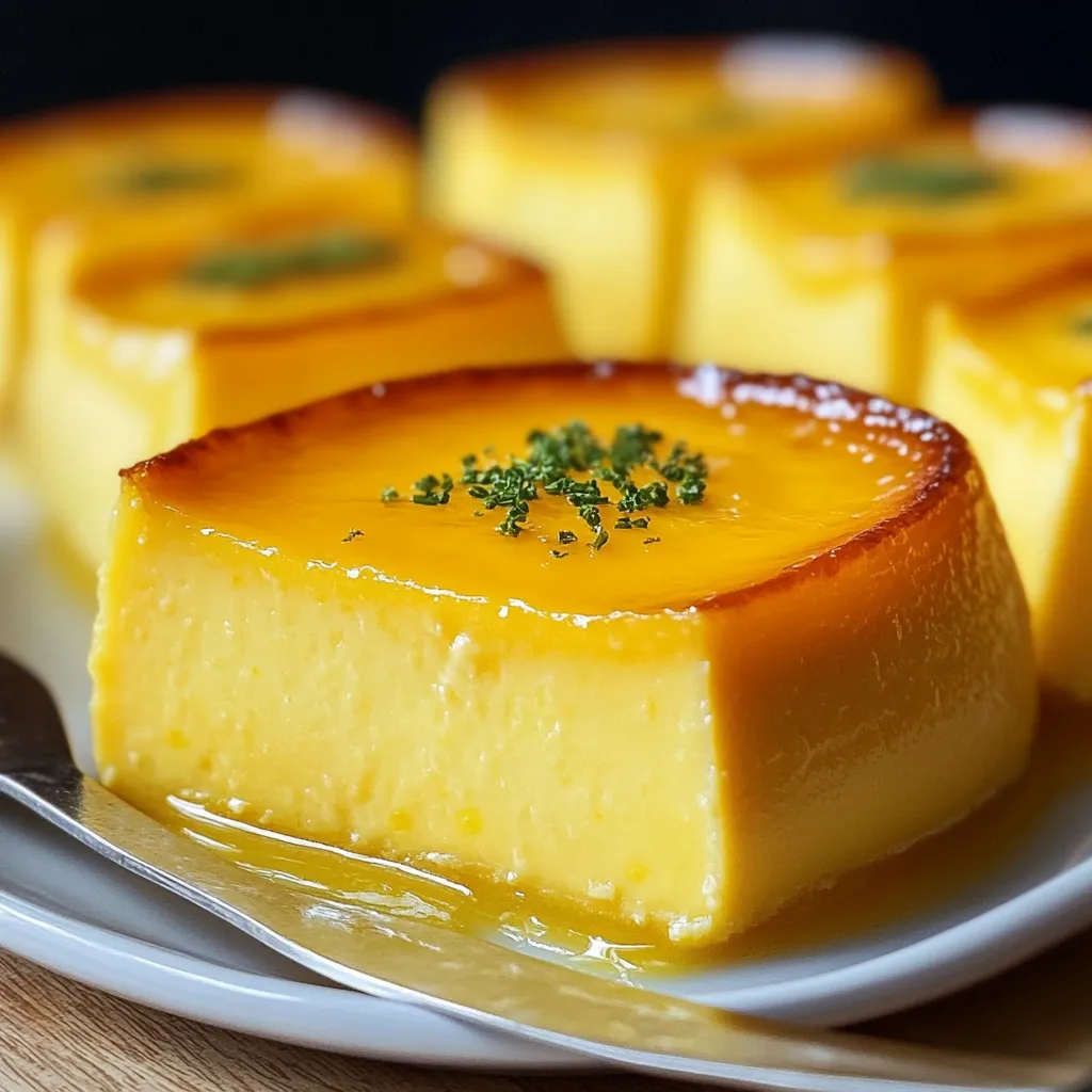 Flan de maicena casero servido en plato blanco con caramelo líquido