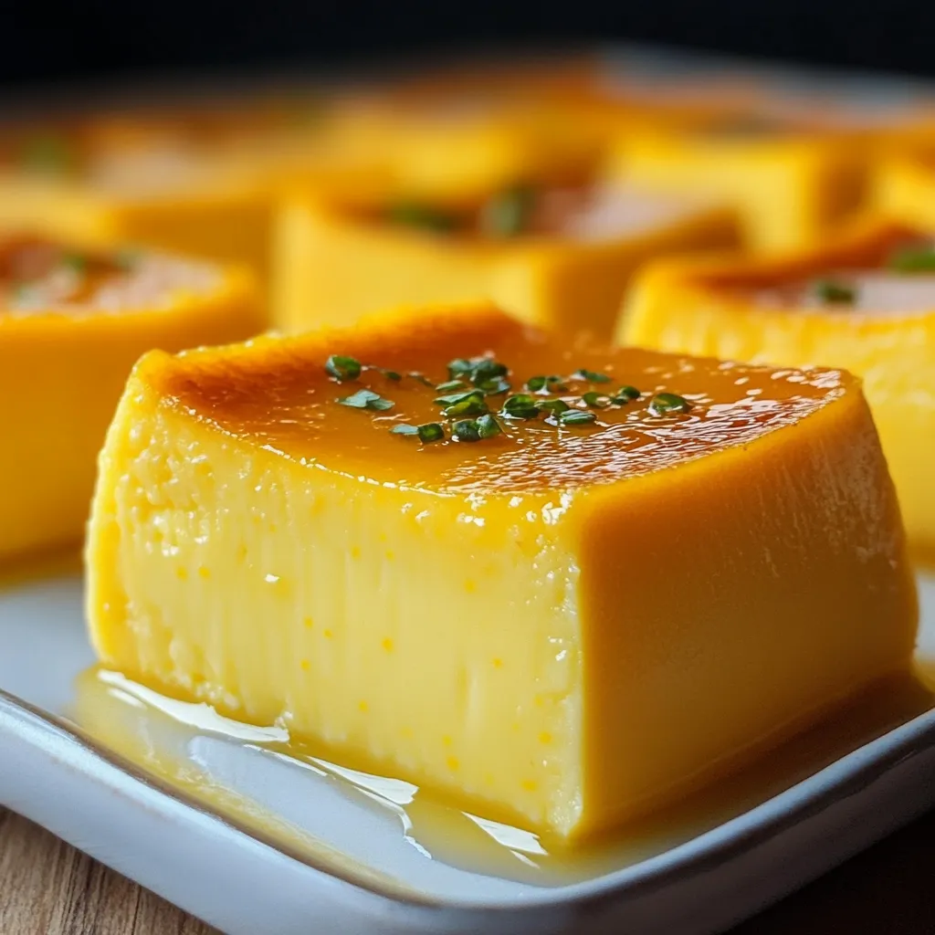 Flan de maicena casero servido en plato blanco con caramelo líquido