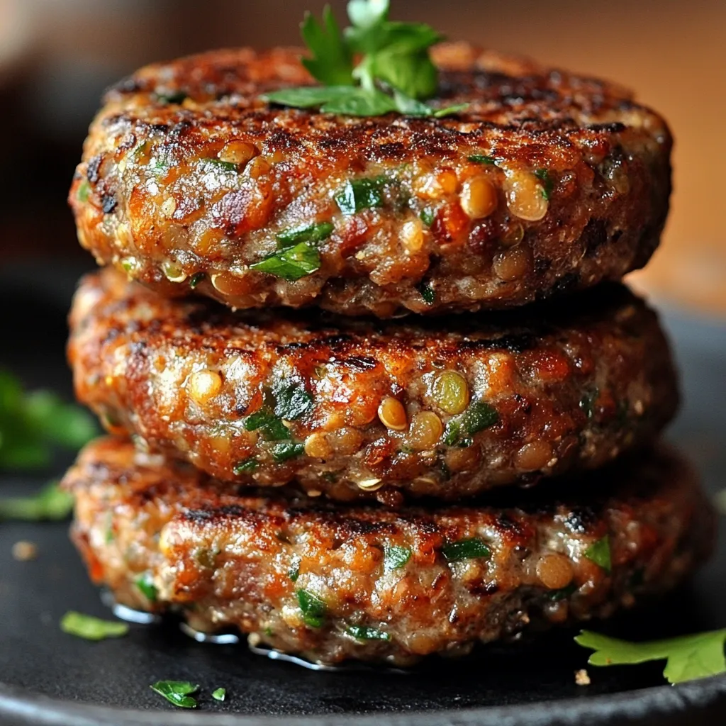 Hamburguesa de lentejas casera sobre pan con vegetales frescos