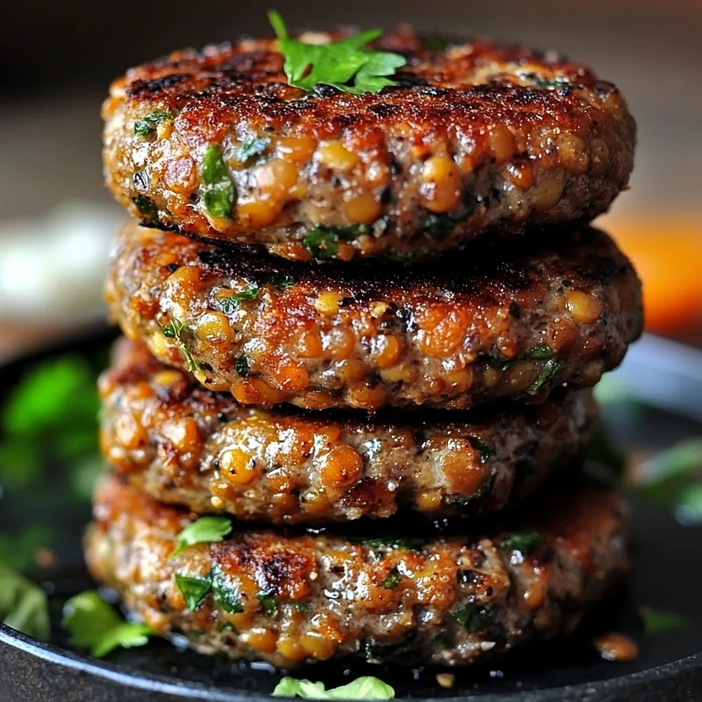 Hamburguesa de lentejas casera sobre pan con vegetales frescos