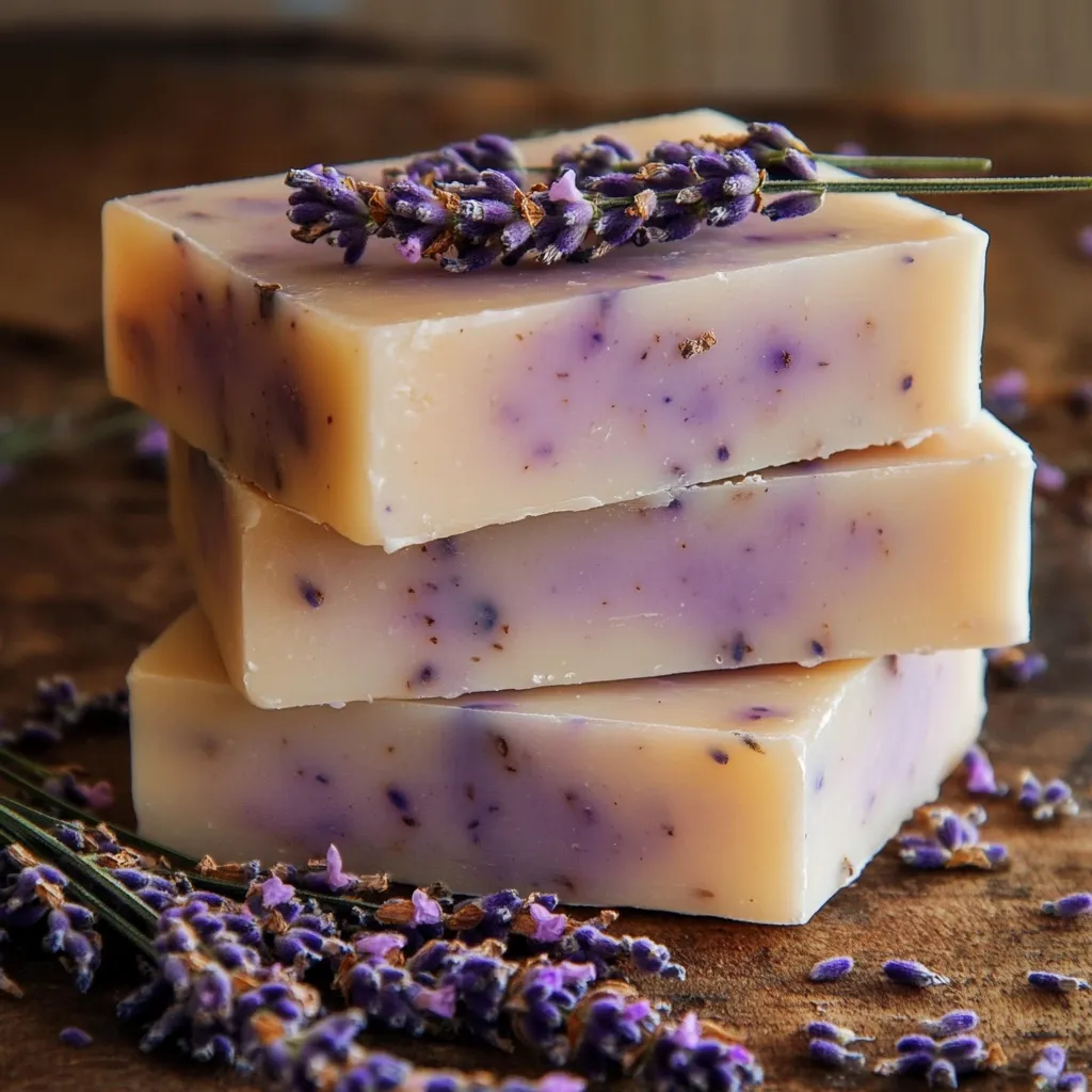 Ingredientes naturales para hacer jabón casero de lavanda con aceite esencial y flores secas.